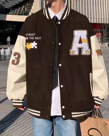 Męska kurtka przejściowa bomberka bejsbolówka z naszywkami