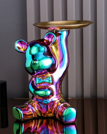 Figurka funkcjonalna miś z tacą z funkcją skarbonki