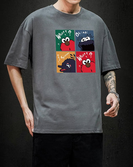 Męski T-shirt z kreskówkowym motywem