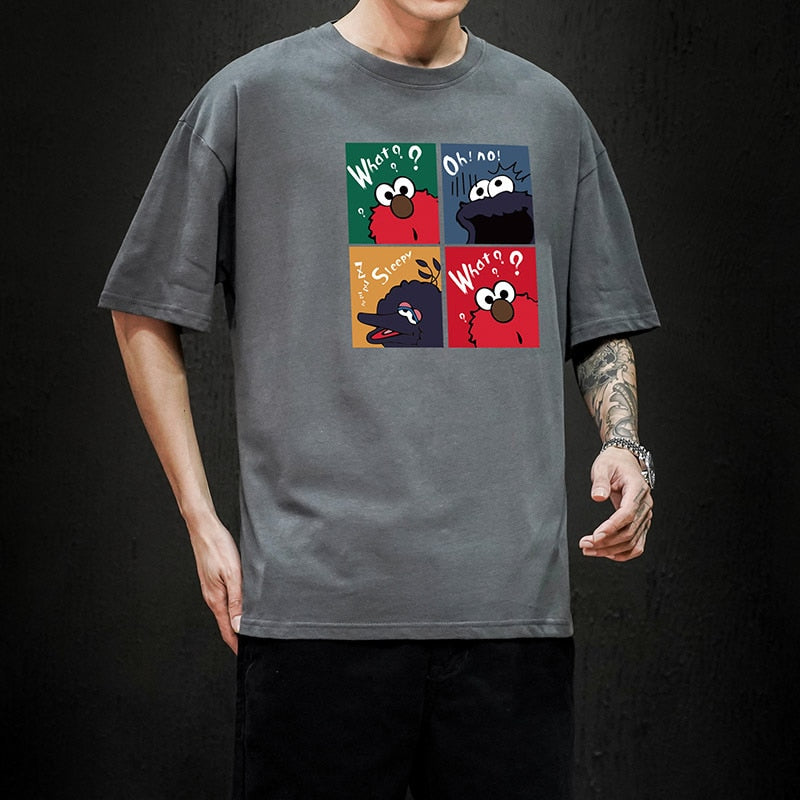 Męski T-shirt z kreskówkowym motywem