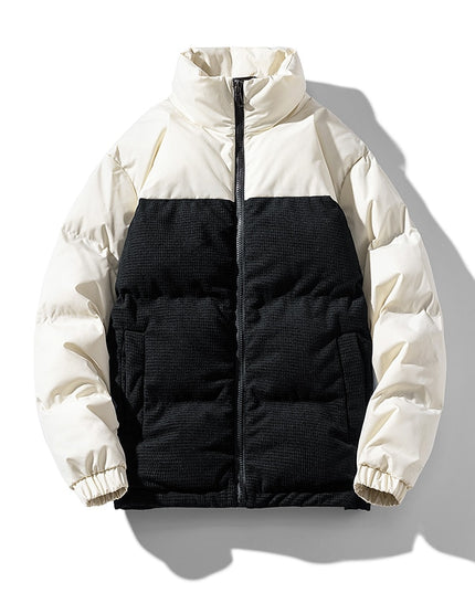 Męska kurtka zimowa puchowa z kontrastowymi kolorami