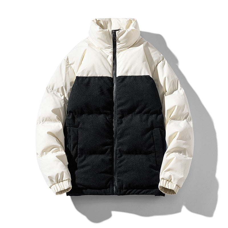 Męska kurtka zimowa puchowa z kontrastowymi kolorami