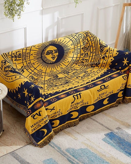 Dwustronny ozdobny pled ze znakami zodiaku