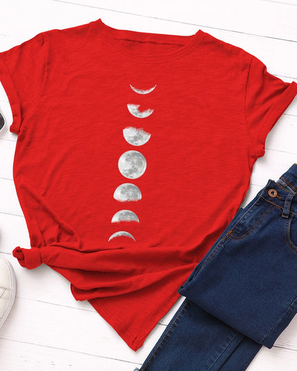 Damski T-shirt klasyczny z nadrukiem z motywem księżyca