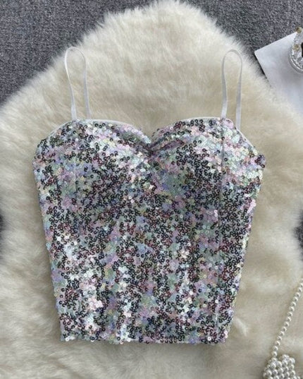 Damski top na ramiączkach z cekinami