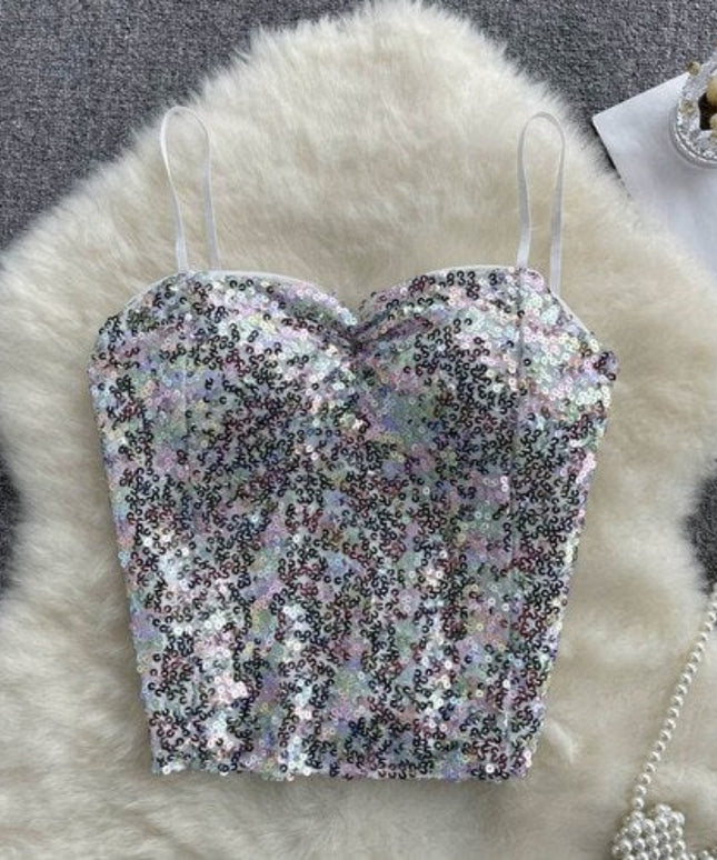 Damski top na ramiączkach z cekinami