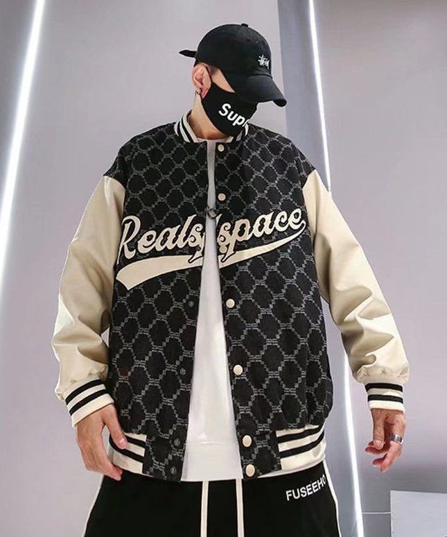 Męska kurtka przejściowa bomberka o luźnym kroju z nadrukiem