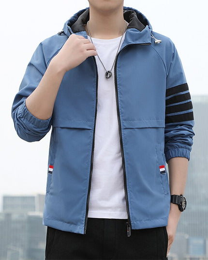 Męska kurtka przejściowa wiatrówka z kapturem