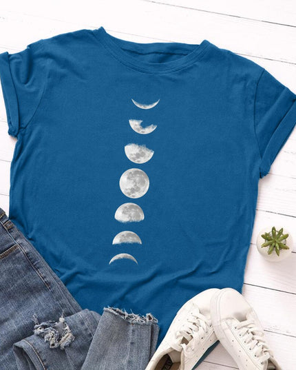Damski T-shirt klasyczny z nadrukiem z motywem księżyca