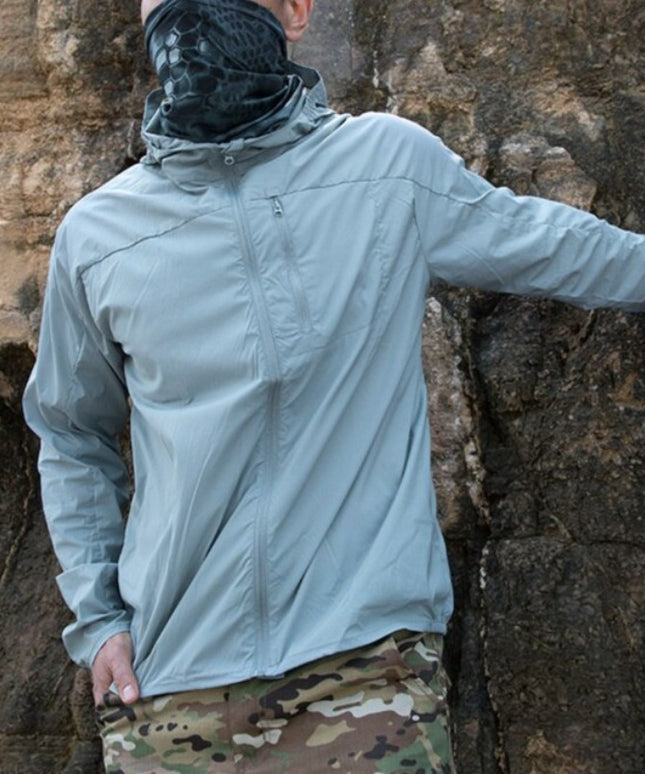 Męska kurtka przejściowa wiatrówka z kapturem