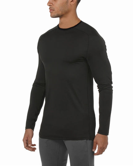 Męska koszulka z długim rękawem dopasowana z okrągłym dekoltem