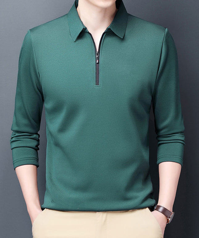 Męska koszulka z długim rękawem rozpinana typu polo