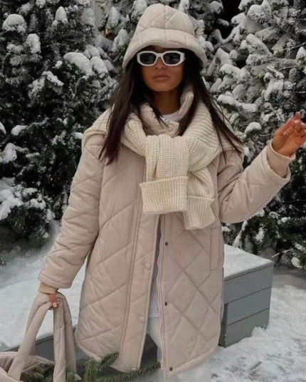 Damska kurtka zimowa pikowana zapinana na zatrzaski