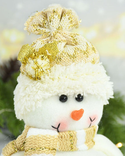 Świąteczna figurka złoto-biała w kształcie bałwanka