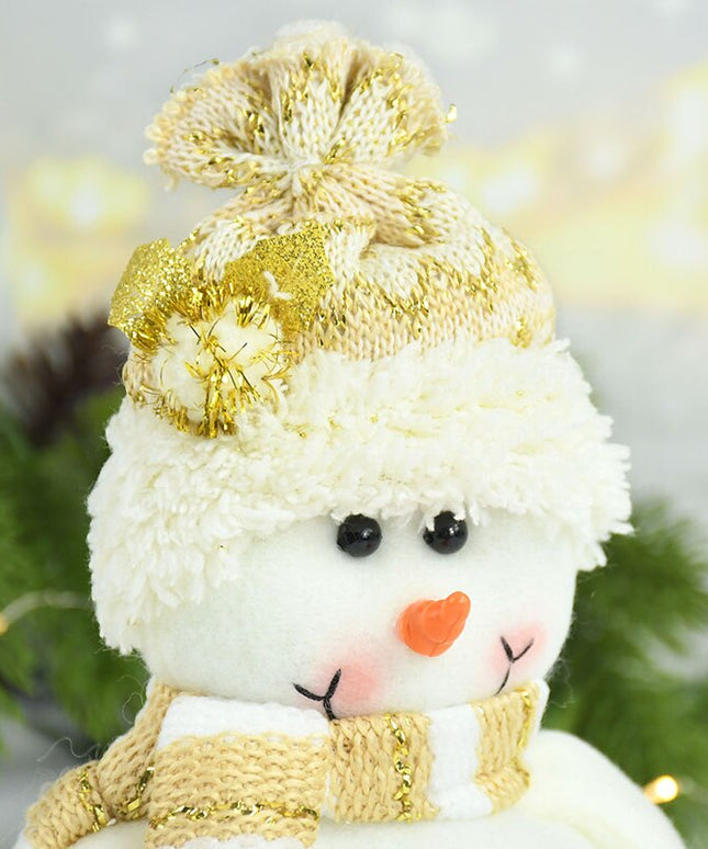 Świąteczna figurka złoto-biała w kształcie bałwanka