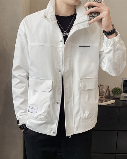 Męska kurtka przejściowa klasyczna luźna ze stójką