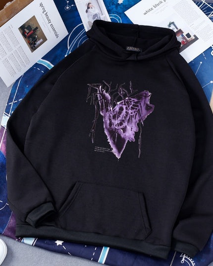 Męska bluza z kapturem i fioletowym nadrukiem