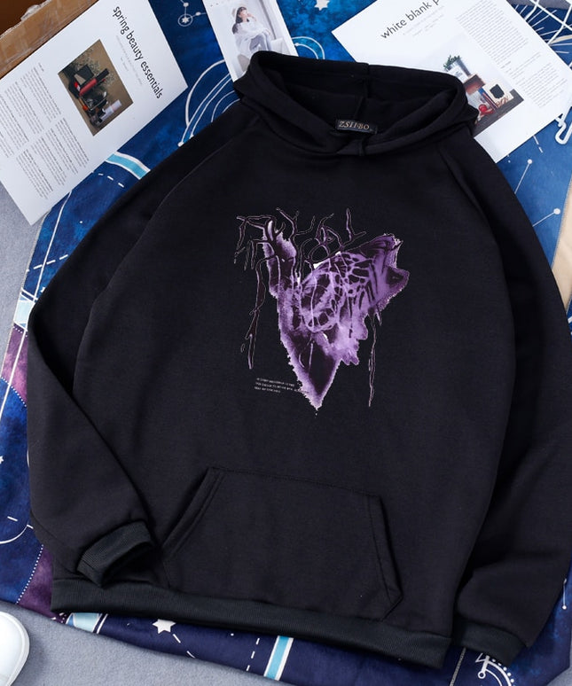 Męska bluza z kapturem i fioletowym nadrukiem