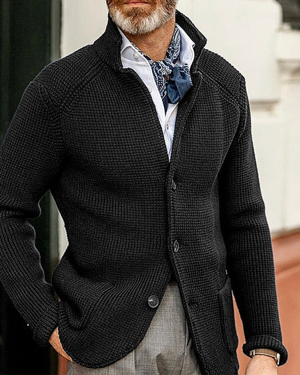 Męski sweter typu kardigan z kołnierzykiem