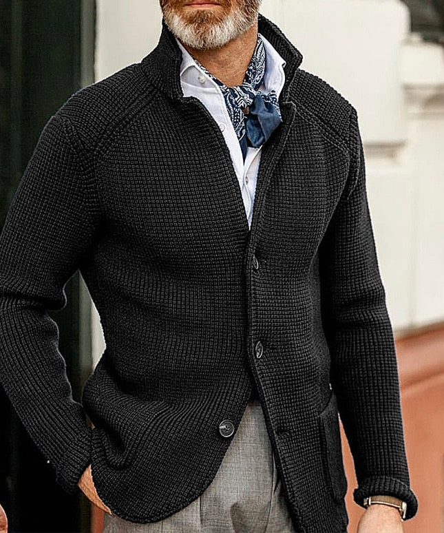 Męski sweter typu kardigan z kołnierzykiem