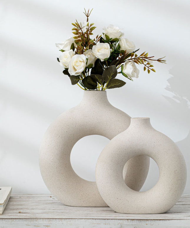 Wazon dekoracyjny ceramiczny okrągły biały