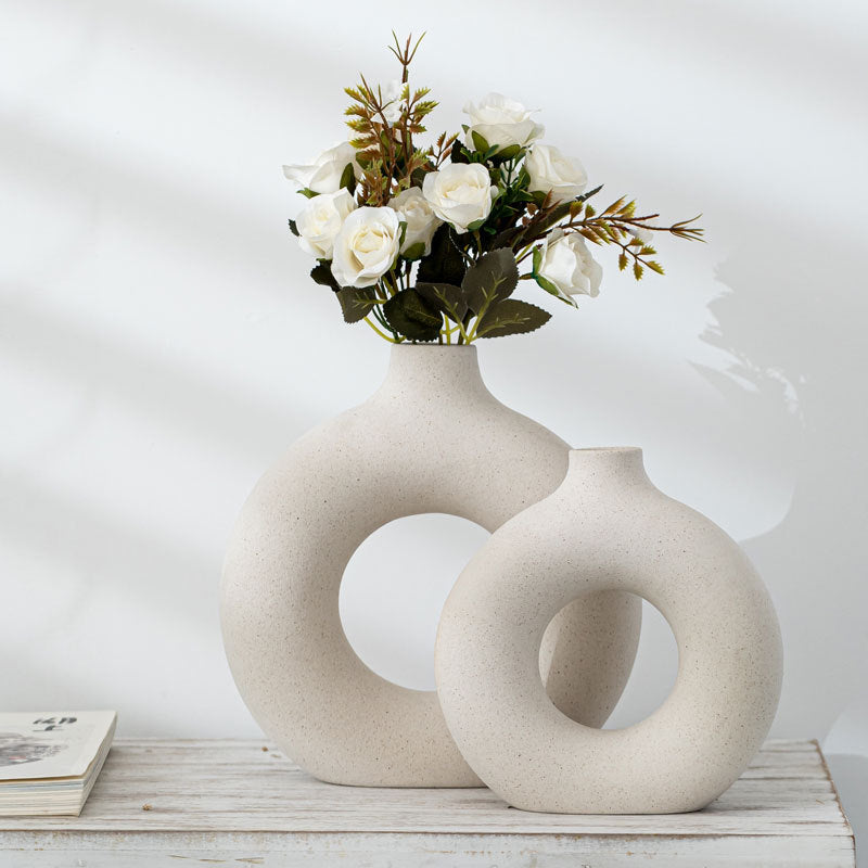 Wazon dekoracyjny ceramiczny okrągły biały