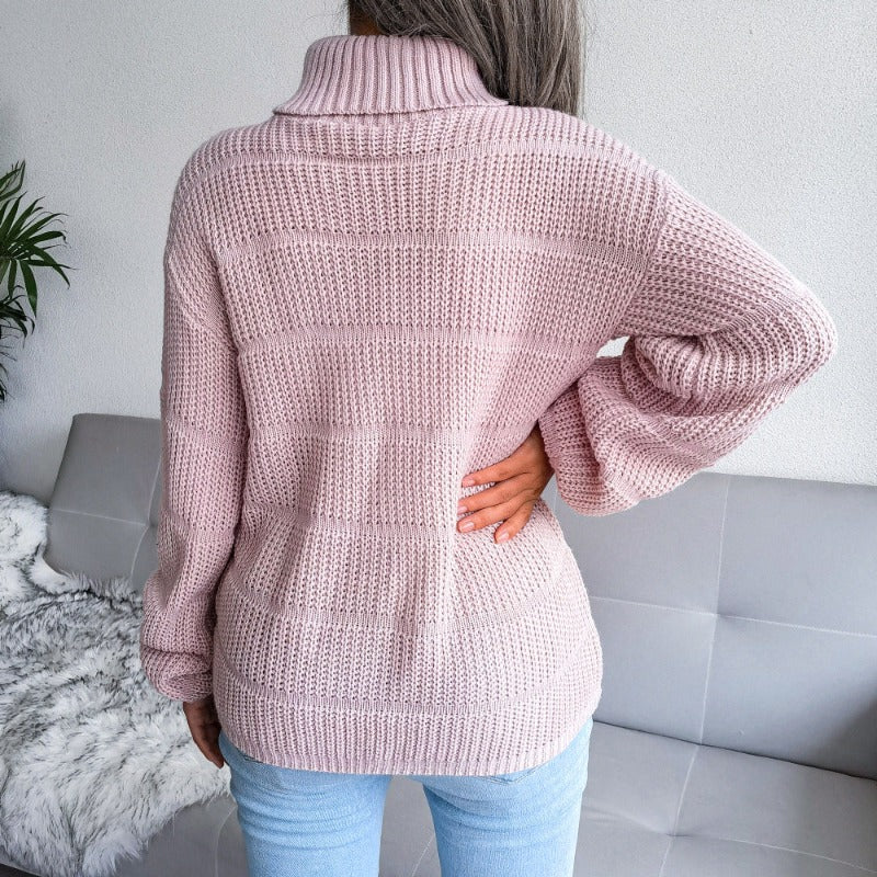 Sweter damski dziergany z golfem