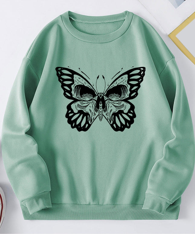 Damska bluza bez kaptura z nadrukiem motyla
