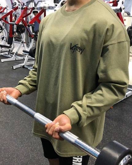 Męska koszulka z długim rękawem sportowa z napisem