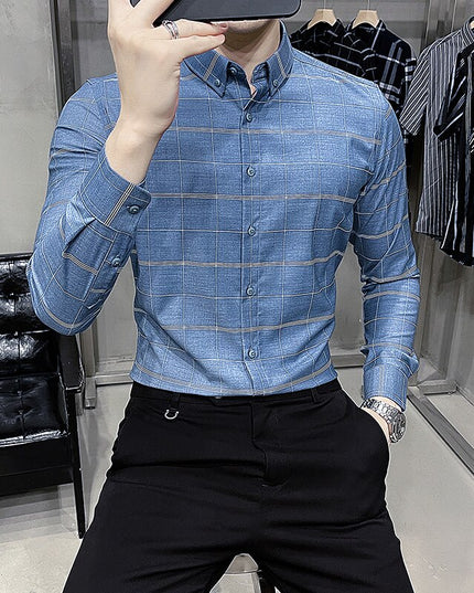 Męska koszula dopasowana w drobną kratkę