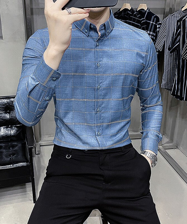 Męska koszula dopasowana w drobną kratkę