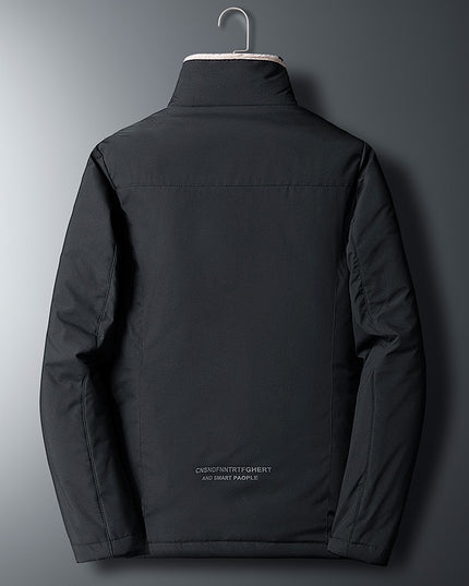 Męski płaszcz zimowy ocieplany ze stójką