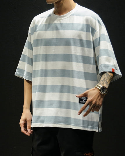 Męski T-shirt oversize w paski