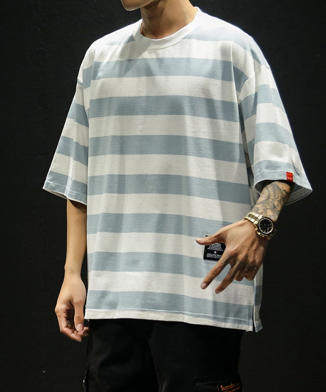 Męski T-shirt oversize w paski