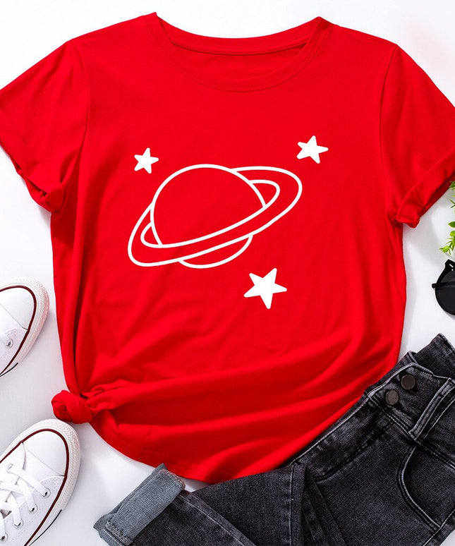 Damski T-shirt z nadrukiem z motywem kosmosu
