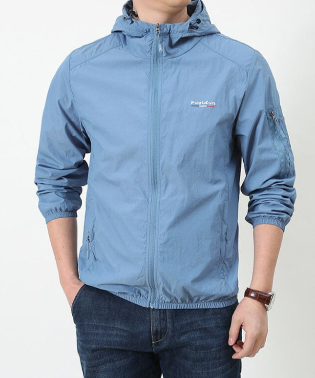 Męska kurtka przejściowa przeciwdeszczowa z kapturem