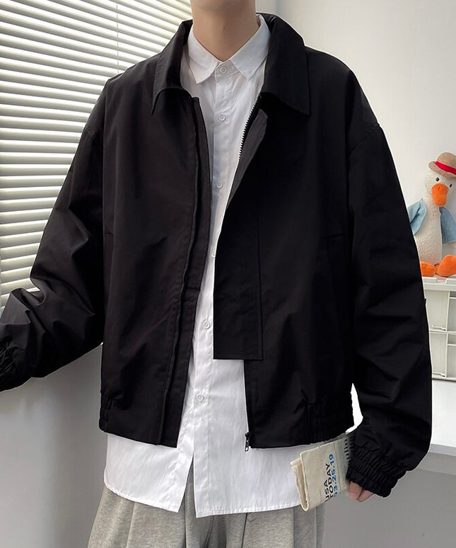 Męska kurtka przejściowa luźna ze ściągaczami