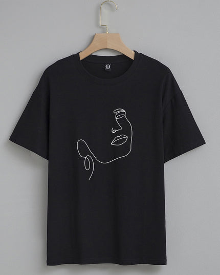 Damski T-shirt z nadrukiem z minimalistycznym motywem