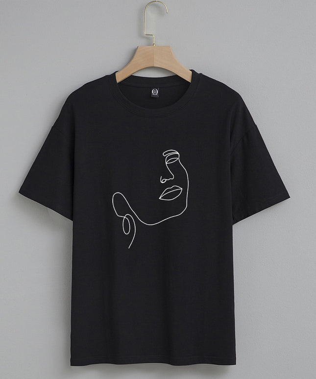 Damski T-shirt z nadrukiem z minimalistycznym motywem