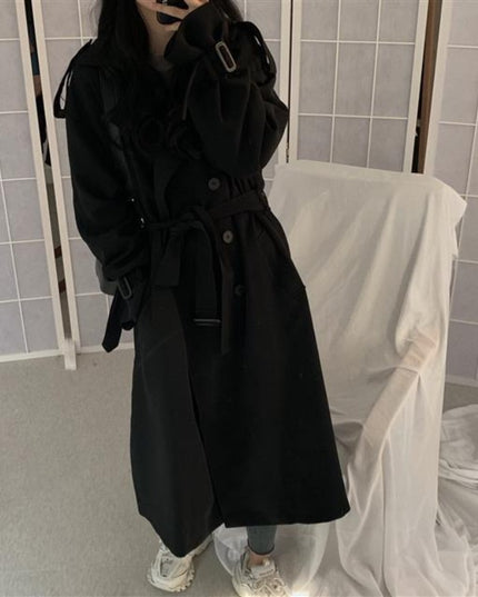 Damski płaszcz długi dwurzędowy oversize