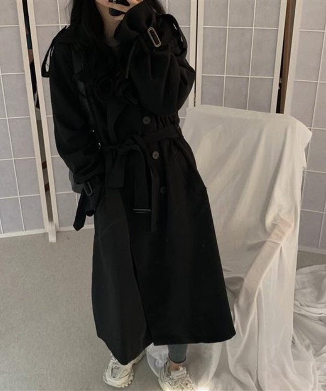 Damski płaszcz długi dwurzędowy oversize
