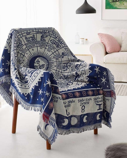 Dwustronny ozdobny pled ze znakami zodiaku