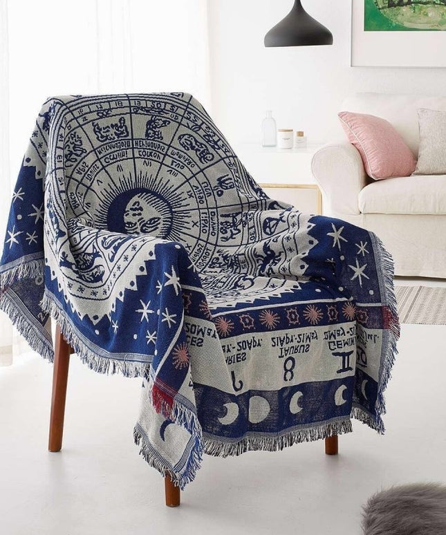 Dwustronny ozdobny pled ze znakami zodiaku