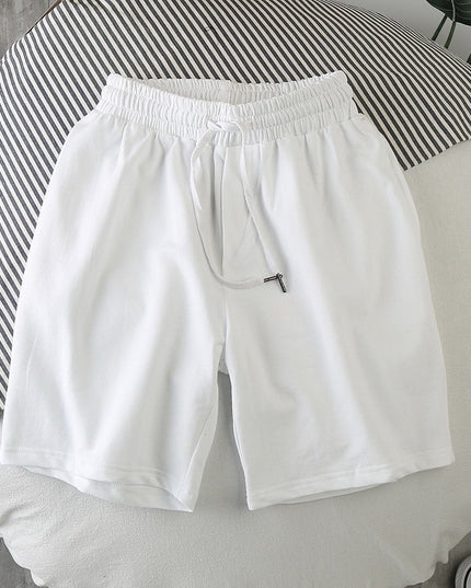 Męskie szorty z gładkiego materiału z wiązaniem