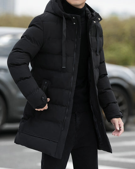 Męska kurtka zimowa długa z kapturem
