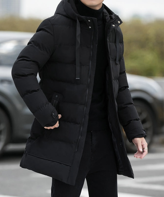 Męska kurtka zimowa długa z kapturem