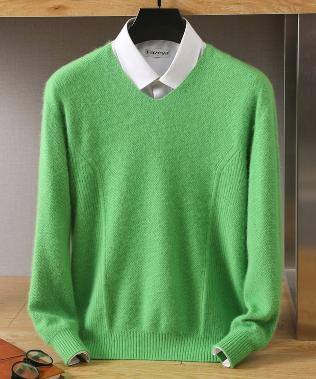 Męski sweter kaszmirowy z dekoltem w serek