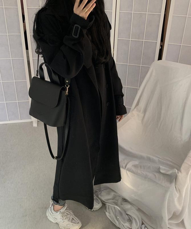 Damski płaszcz długi dwurzędowy oversize