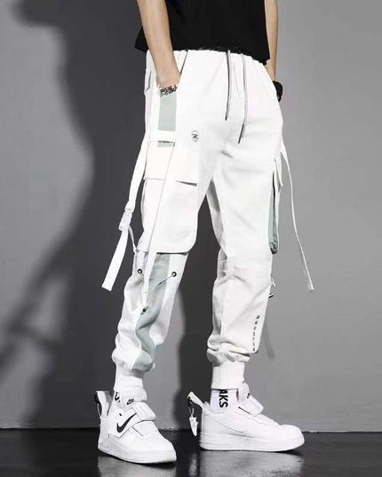 Męskie spodnie cargo z ozdobną lamówką
