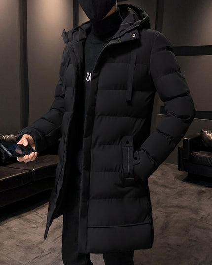 Męska długa kurtka zimowa z kapturem